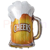 PartyCorp Happy Birthday Cheers Beer Mug Gold Star Foil Baloon Bouquet, Decoration Set, DIY Pack Of 5